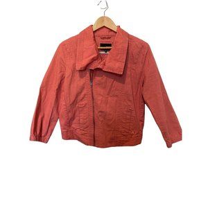 Hurley Lightweight Salmon Pink Jean‎ Jacket Moto Style 100% Cotton Size Small